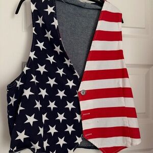 Patriotic Denim Vest, Button Front Ladies SZ Large, EUC